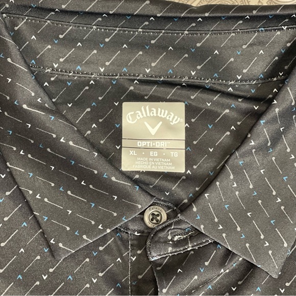 Callaway Mens XL Golf Polo Shirt Opti Dri Golf Club Chevron Pattern Black NWT - Picture 2 of 9